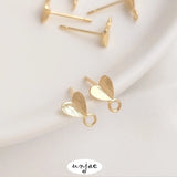 14K Brushed Peach Heart Ring Love Earrings DIY Jewelry Material