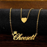 2 Layer Heart Name Necklace Personalized Stainless Steel Nameplate Necklaces