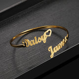 Personalized Names Bracelet for Women Stainless Steel Bangle Gift