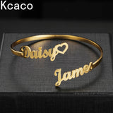 Personalized Names Bracelet for Women Stainless Steel Bangle Gift