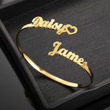 Personalized Names Bracelet for Women Stainless Steel Bangle Gift