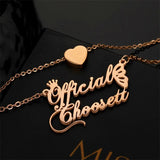 2 Names Necklace Stainless Steel Heart Choker Couple Jewelry Gift