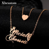2 Names Necklace Stainless Steel Heart Choker Couple Jewelry Gift