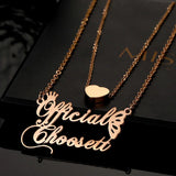 2 Names Necklace Stainless Steel Heart Choker Couple Jewelry Gift