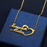 Personalized Names Necklace with Heart in Stainless Steel