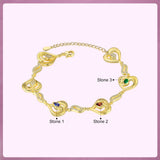 Personalized Heart Bracelet with Zircon, Engraved Name, Mother's Gift