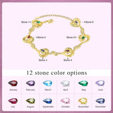 Personalized Heart Bracelet with Zircon, Engraved Name, Mother's Gift