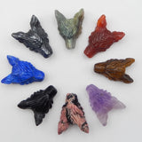 Handcarved Tiny Wolf Head Gemstone Pendant Beads 35mm Charms for Jewelry Making