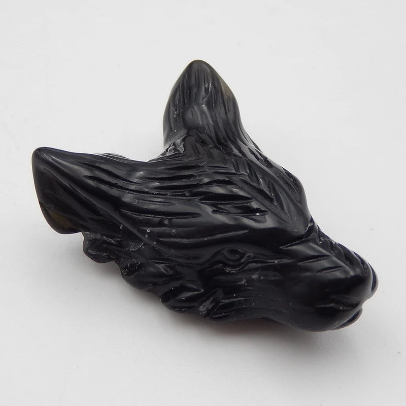 Handcarved Tiny Wolf Head Gemstone Pendant Beads 35mm Charms for Jewelry Making