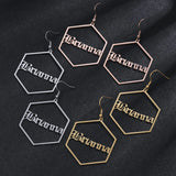 Deformed Name Earrings Stainless Steel Jewelry