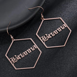 Deformed Name Earrings Stainless Steel Jewelry