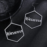 Deformed Name Earrings Stainless Steel Jewelry