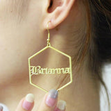 Deformed Name Earrings Stainless Steel Jewelry