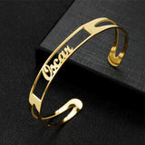 6mm Plated Name Bracelet Stainless Steel Men Women Bangle Adjustable Length
