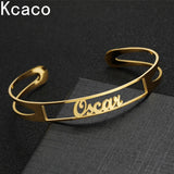 6mm Plated Name Bracelet Stainless Steel Men Women Bangle Adjustable Length