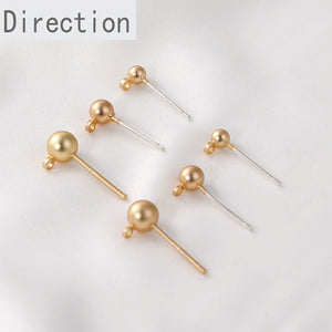 925 Silver Needle Dumb Ring Doudou Earrings