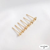 American 14K Gold Half-Hole Earrings with Pearl Ear Pins