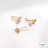 American 14K Gold Half-Hole Earrings with Pearl Ear Pins