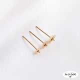 American 14K Gold Half-Hole Earrings with Pearl Ear Pins