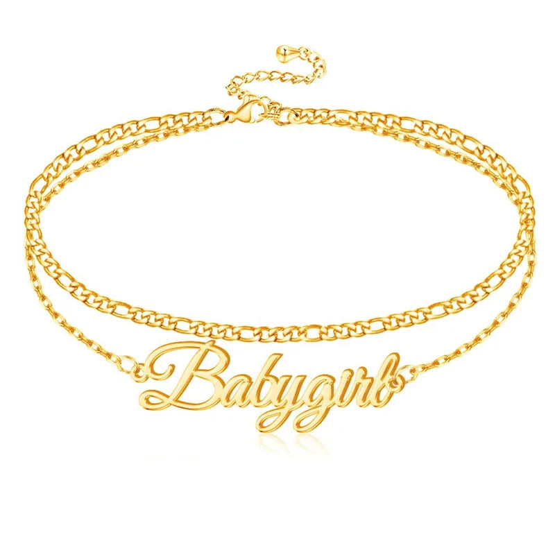 Personalized Stainless Steel Double Letter Anklet Bracelet