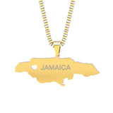 Map Necklace Personalized Engraved DIY Stainless Steel Jamaica Map Jewelry