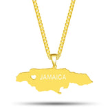 Map Necklace Personalized Engraved DIY Stainless Steel Jamaica Map Jewelry
