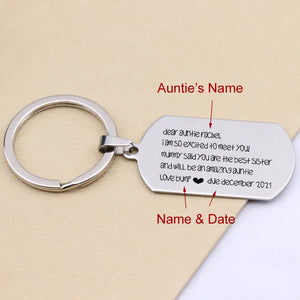 Auntie Name Keychain Jewelry Personalized Baby Soon Key Holder