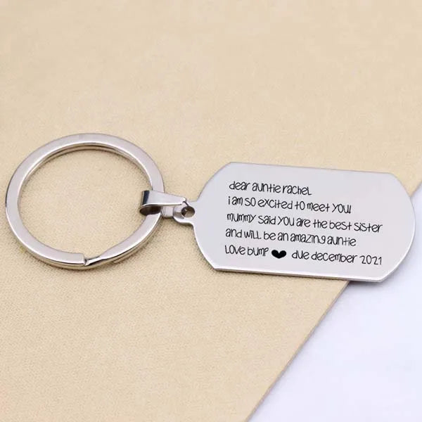 Auntie Name Keychain Jewelry Personalized Baby Soon Key Holder