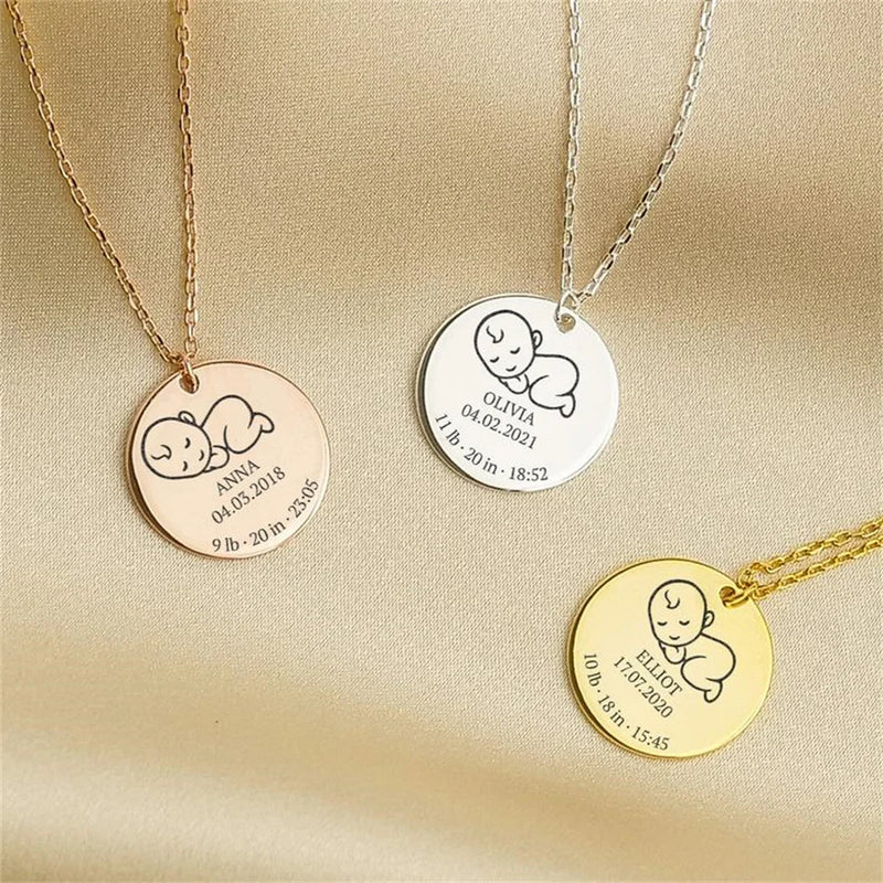 Baby Birth Necklace Stainless Steel Jewelry Gift for Mother