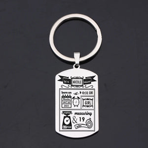 Baby Birth Stats Keychain - Stainless Steel, Creative, Easy to Carry