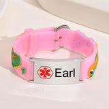 Baby Dinosaurs Medical Alert ID Bracelet, Adjustable Silicone Bracelet