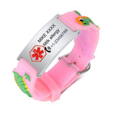 Baby Dinosaurs Medical Alert ID Bracelet, Adjustable Silicone Bracelet