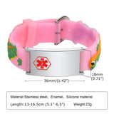 Baby Dinosaurs Medical Alert ID Bracelet, Adjustable Silicone Bracelet