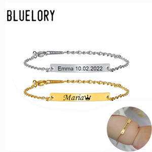 Personalized Name Bracelet for Baby Kids, Engraved Newborn's Name & Birth Date