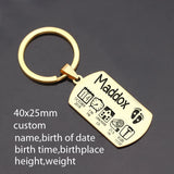Personalized Baby Name Height Information Dog Tag Keychain