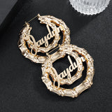 Personalized Bamboo Name Earring Stainless Steel Jewelry