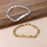 Personalized Engraved Name Letter Bar Cuban Bracelet for Men