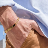 Personalized Engraved Name Letter Bar Cuban Bracelet for Men