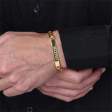 Personalized Engraved Name Letter Bar Cuban Bracelet for Men