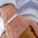 Personalized Engraved Name Letter Bar Cuban Bracelet for Men