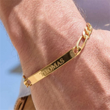 Personalized Engraved Name Letter Bar Cuban Bracelet for Men