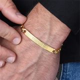 Personalized Engraved Name Letter Bar Cuban Bracelet for Men