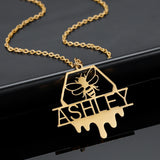 Personalized Bee Name Necklace Silver Pendent