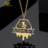 Personalized Bee Name Necklace Silver Pendent