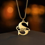 Personalized Big Letter Necklace Stainless Steel Butterfly Pendant