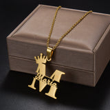 Personalized Big Letter Necklace Stainless Steel Butterfly Pendant