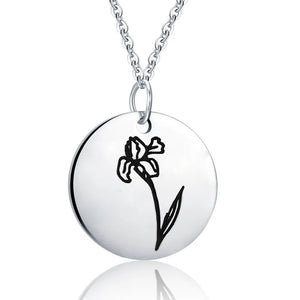 Personalized Birth Flower Name Necklace with BirthStone, Birthday Gift