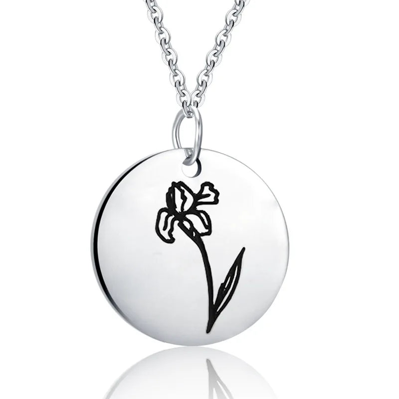 Personalized Birth Flower Name Necklace with BirthStone, Birthday Gift