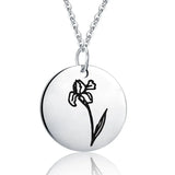 Personalized Birth Flower Name Necklace with BirthStone, Birthday Gift