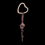 Flower Name Key Chain Stainless Steel Circle Star Heart Key Ring Letters Pendant